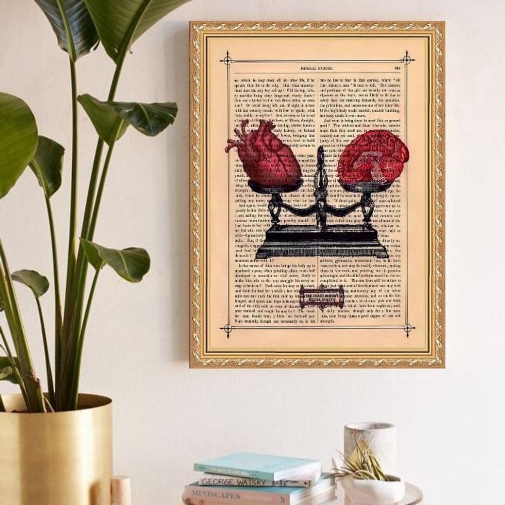 Quadro Decorativo Mente E Coração 24X18Cm - Com Vidro