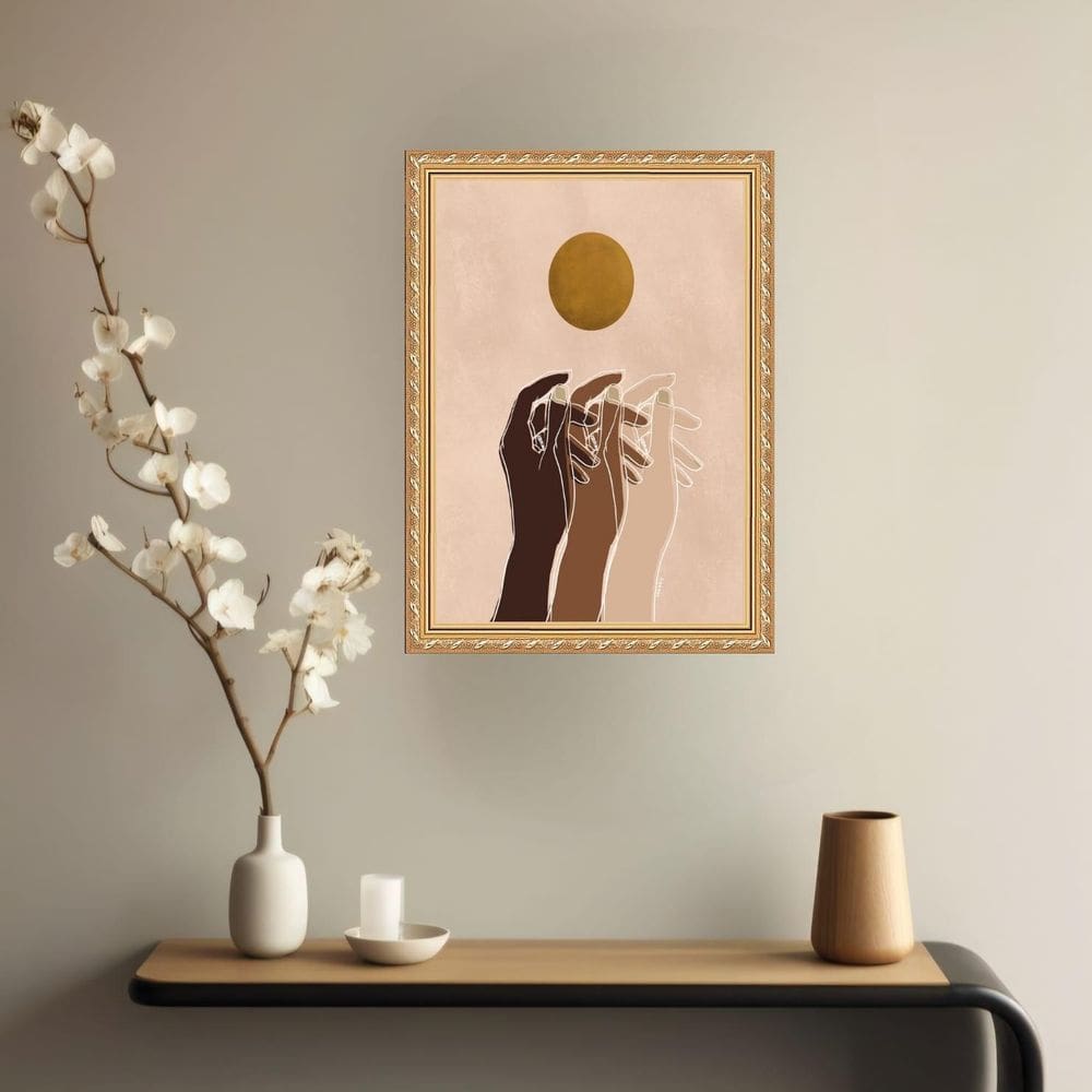 Quadro Decorativo Mãos Terracota 33X24Cm