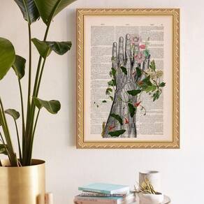 Quadro Decorativo Fisiologia Floral Mão 45X34Cm