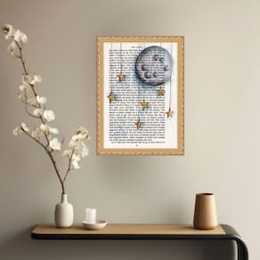 Quadro Decorativo Lua E Estrelas Vintage 24X18Cm