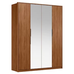 Guarda Roupa Casal 4 Portas Com Espelho E 3 Gavetas Attore Nogueira Touch
