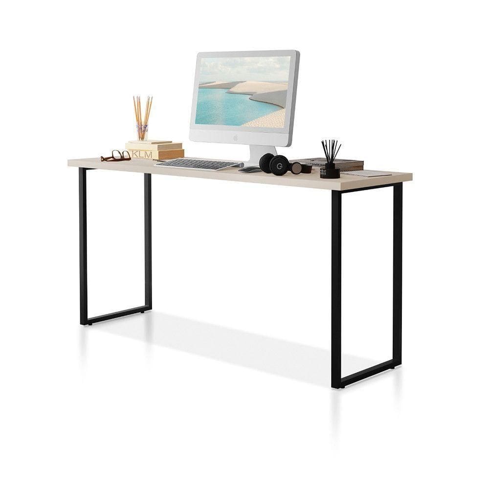 Escrivaninha Mesa Office Estilo Industrial 120cm Klm Store Preto Com Off White