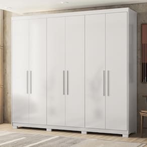 Guarda Roupa Casal 6 Portas E 4 Gavetas Venice Branco Branco