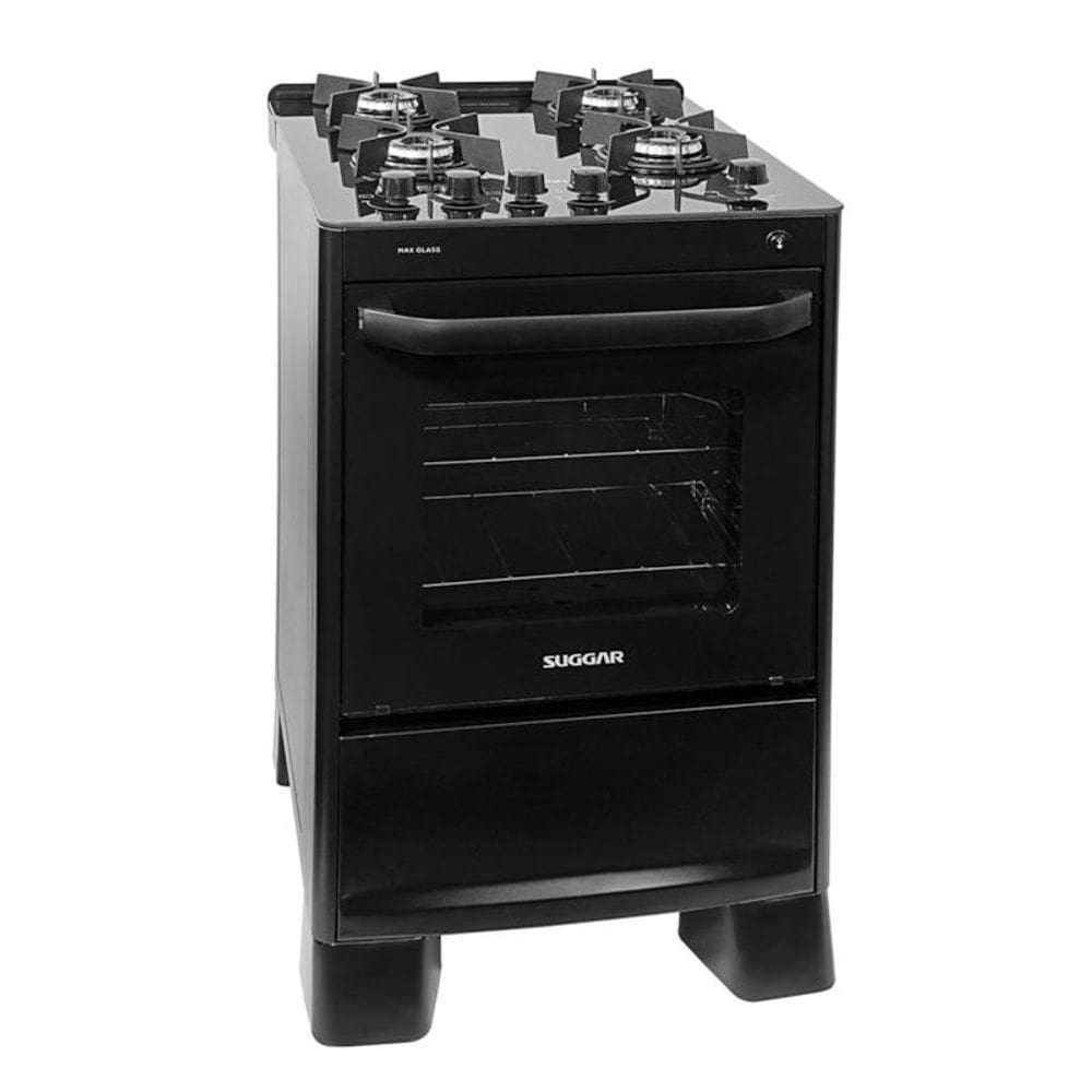 Fogão Max Glass 4 Queimadores Preto FGVMG410PT Bivolt
