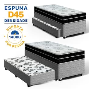 Cama Box com Colchão de Espuma D45 Pillow In Anjos OrtoConfort + Auxiliar de Espuma Unique Solteiro 88cm