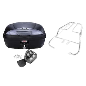 BAU MOTO 45L GIVI E450NT + BAGAGEIRO CROMADO PROJETIL CBX 250 TWISTER 2001 à 2008