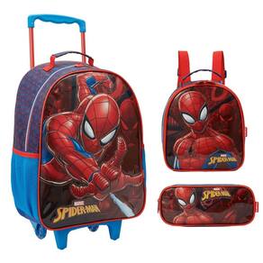 Kit Mochila Com Rodinhas 16 Spider-Man X1-A Lancheira e Estojo