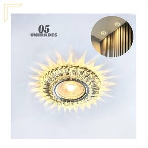 5 Spot Embutir Redondo Led 3000K Integrado Bordas Sala Lup67