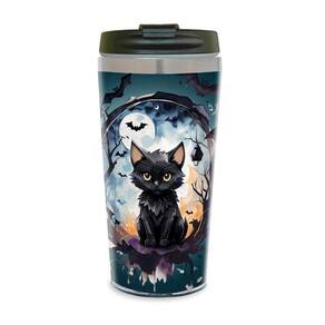 Copo Térmico Gato Felino Lua Cheia 450 Ml Inox