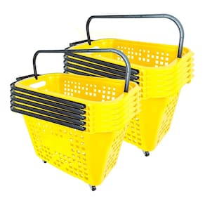 Kit 10 Cestas De Compras Com Rodas 40L Amarela
