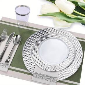 Kit 50 Convidados Copo Prato Guardanapos Descartável De Luxo