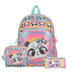 Kit Mochila Costas Panda Lancheira Térmica E Estojo Escolar