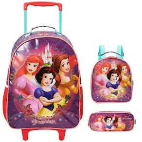 Kit Mochila Escolar Princesas Castelo Rodinha Tam G Infantil
