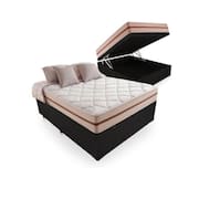 Cama Box Baú Viúva Tecido Sintético Preto com Colchão Pillow Angel - Bello Box - Molas Ensacadas 62x128x188
