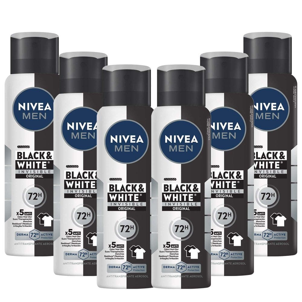 Kit 6 un Desod Aero Nívea Masculino Invisible B&W 150ml