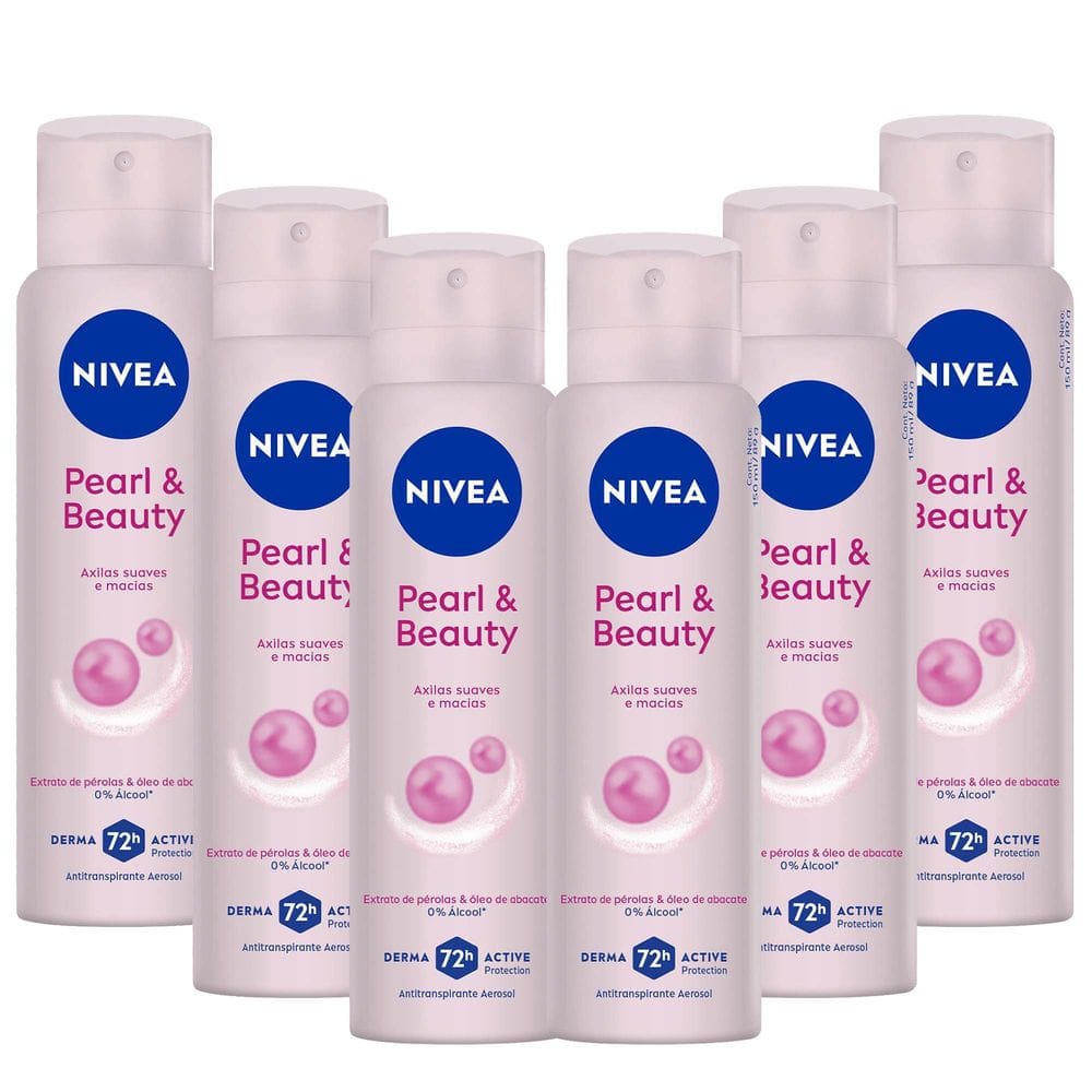 Kit 6 un Desod Aero Nívea Feminino Pearl E Beauty 150ml
