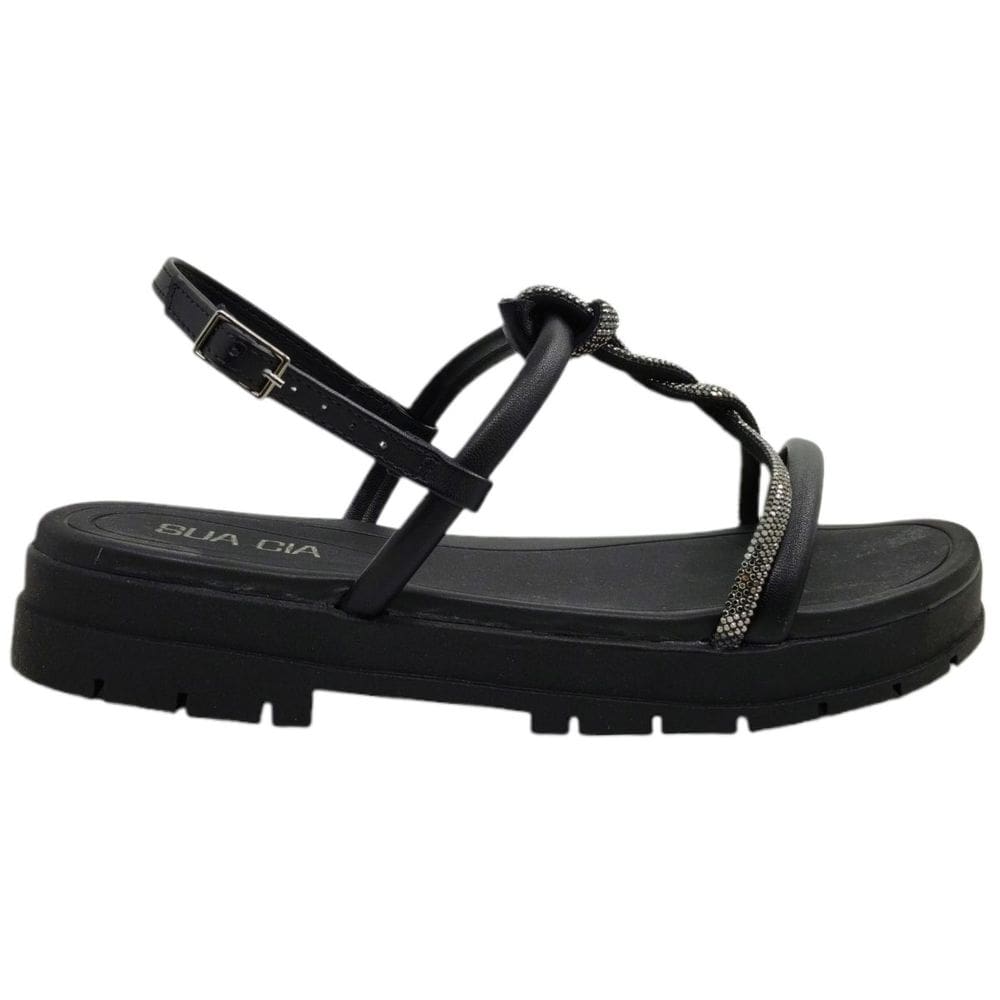 Sandalia Feminina Papete Casual Dia a Dia Passeio com Strass Flatform Ft Ana Castela Sua Cia 8362.15675