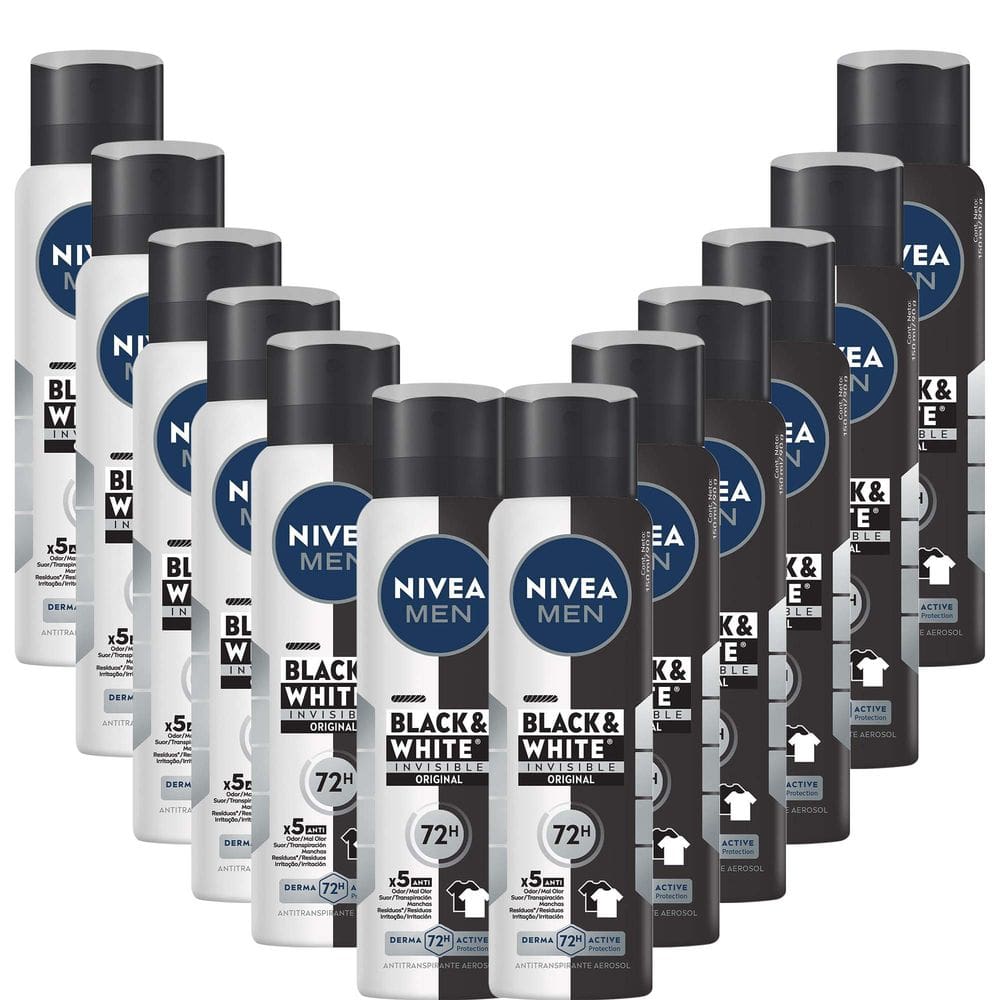 Kit 12 un Desod Aero Nívea Masculino Invisible B&W 150ml