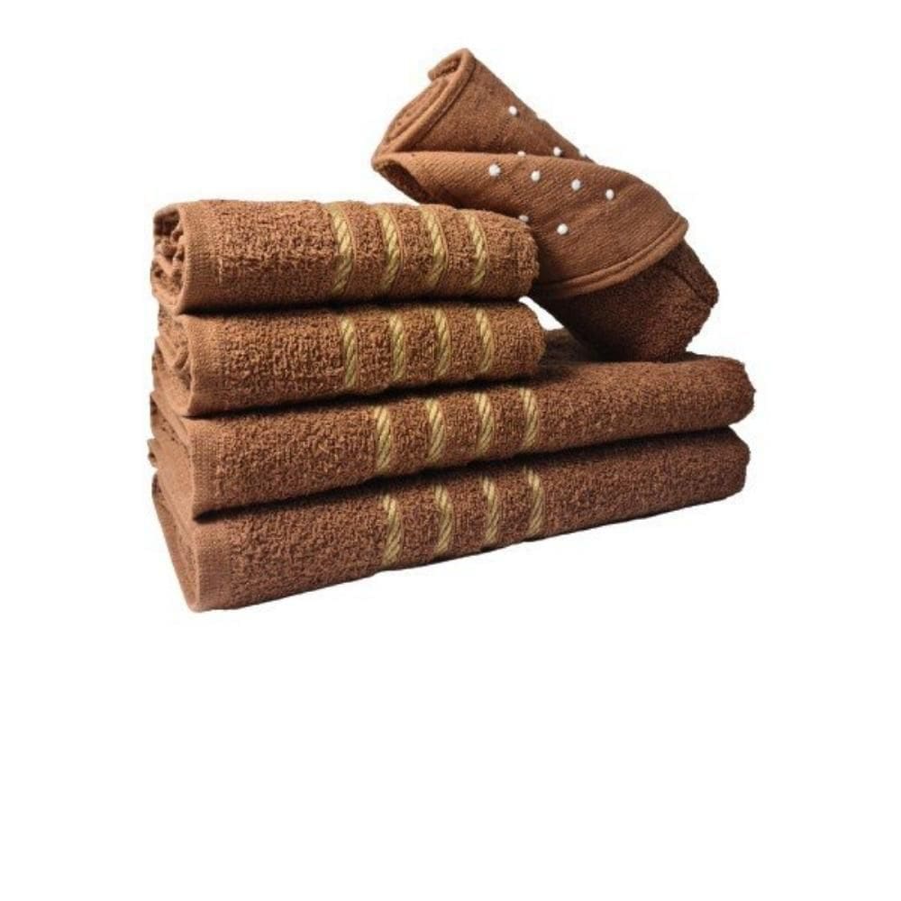 Jogo De Toalha 2 Banho 2 Rosto 1 Piso 5pçs Coleção Montreal 100% Algodão Marrom