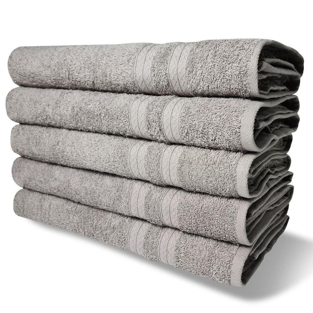 Kit 5 Toalhas De Banho 430g m² Grande Grossa 80x150cm Itália Soft Cinza