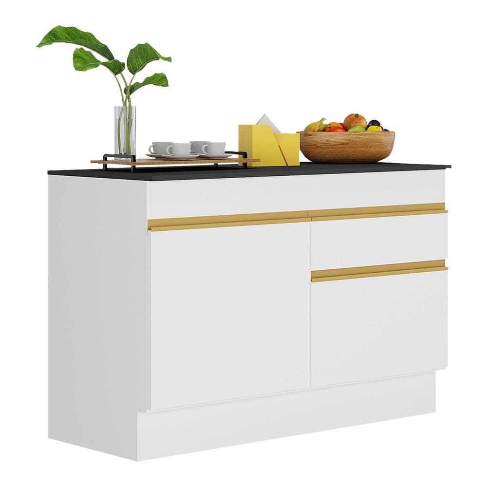 Balcão Cozinha 120cm com Rodapé 2 Portas 1 Gaveta Veneza Multimóveis V2117