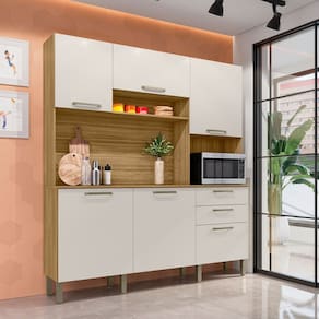 Cozinha Compacta Ferrara 6 Portas 2 Gavetas Freijó/Soft - Kits Paraná