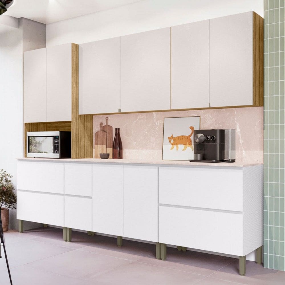Cozinha Completa Art 11 Portas 4 Gavetas Freijó/ártico/Soft - Kits Paraná
