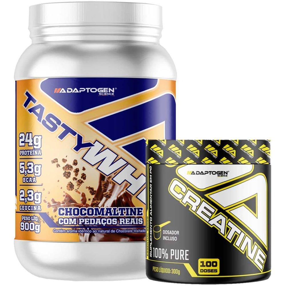 Tasty Whey Isolado 3W Chocomaltine 900G + Creatina Adaptogen