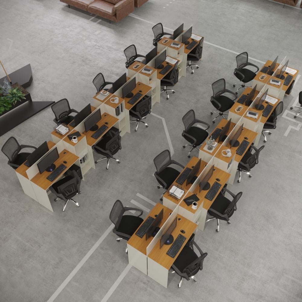 Estação de Trabalho 20 Lugares Smart Office 20 Mesas 16 Armários Livreiro