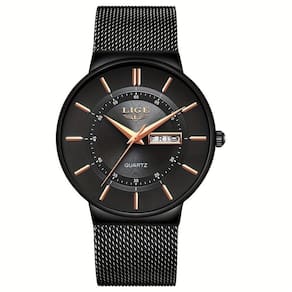 Relógio De Quartzo Lige Com Pulseira De Aço Inoxidável Preto
