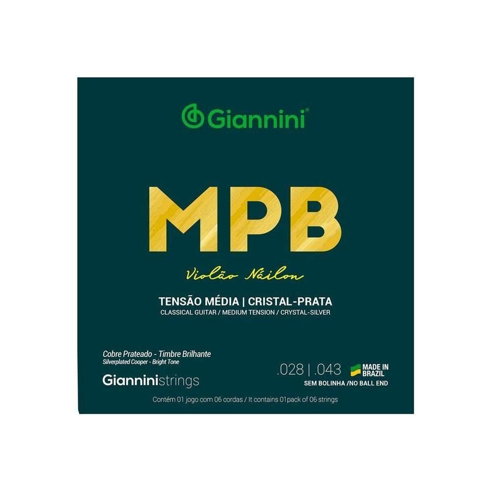 Encordoamento Para Violão Nylon Cristal-prata Tensão...