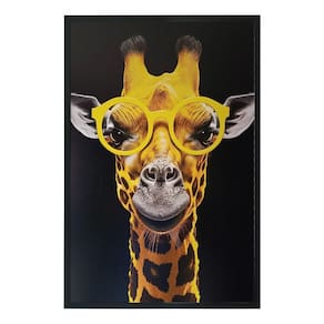 Quadro Decorativo Girafa De Óculos Moldura Cx Alta 100x66