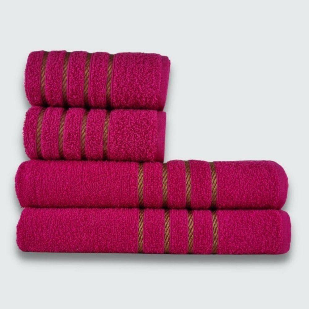 Jogo De Toalha 4 Peças Coleção Montreal 100% Algodão Rosa