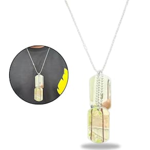 Corrente Exército Dog Tag Aço Militar Prateado Placa Lisa