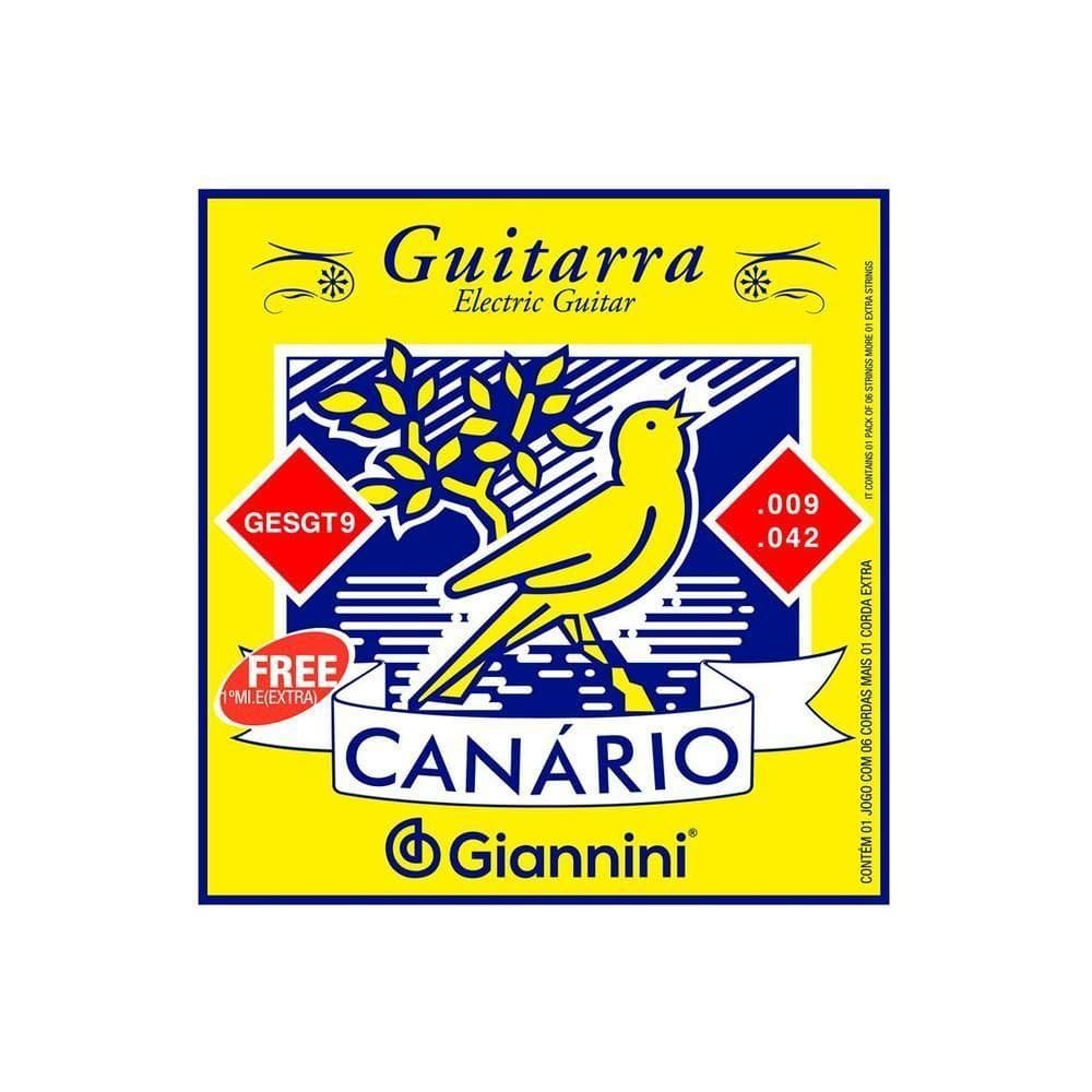 Encordoamento Para Guitarra Canario Tensao Media .009 -...