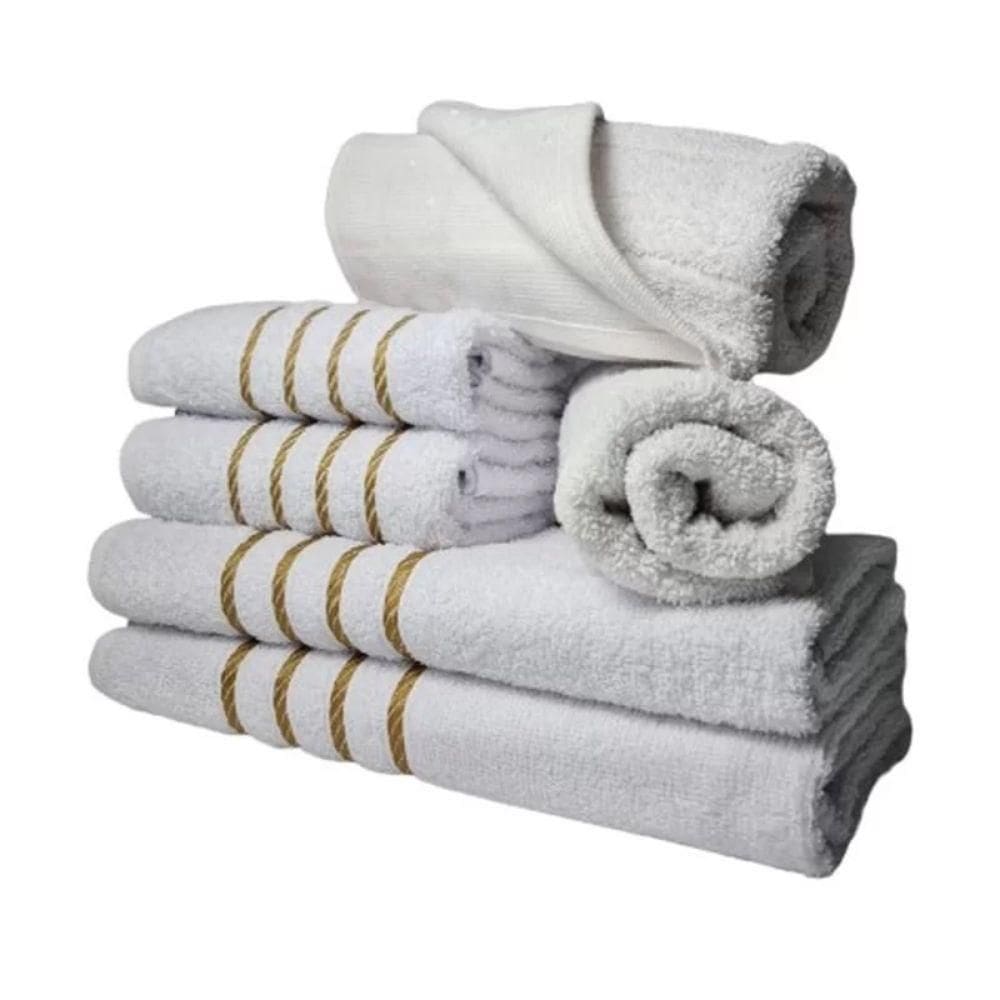 Jogo De Toalha 2 Banho 2 Rosto 2 Pisos Luxo Montreal Branco