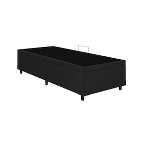 Base Box Baú Solteirão Blindado Corino Linhão Preto 36X108X188 AN