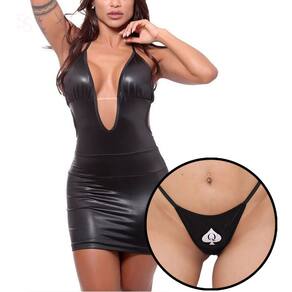 Kit Hotwife Calcinha e Vestido Frente Única Decote Profundo Dama Hotwife