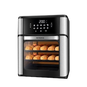 Fritadeira Air Fryer Mondial AFON-12L-BI | 12 Litros, Revestimento Antiaderente, Preto/Inox
