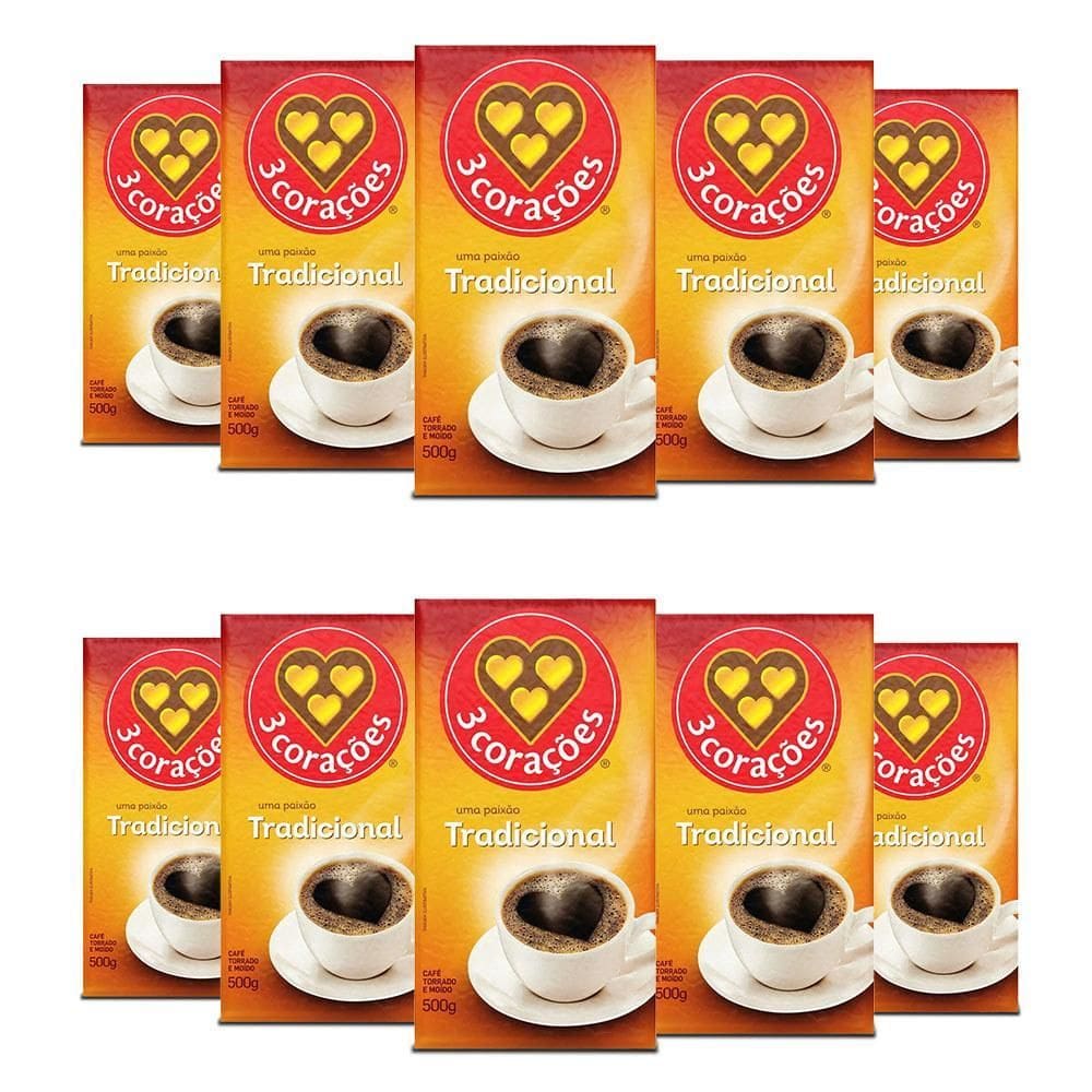 Café 3 Corações Tradicional A Vácuo Kit 10 Pacotes De 500G