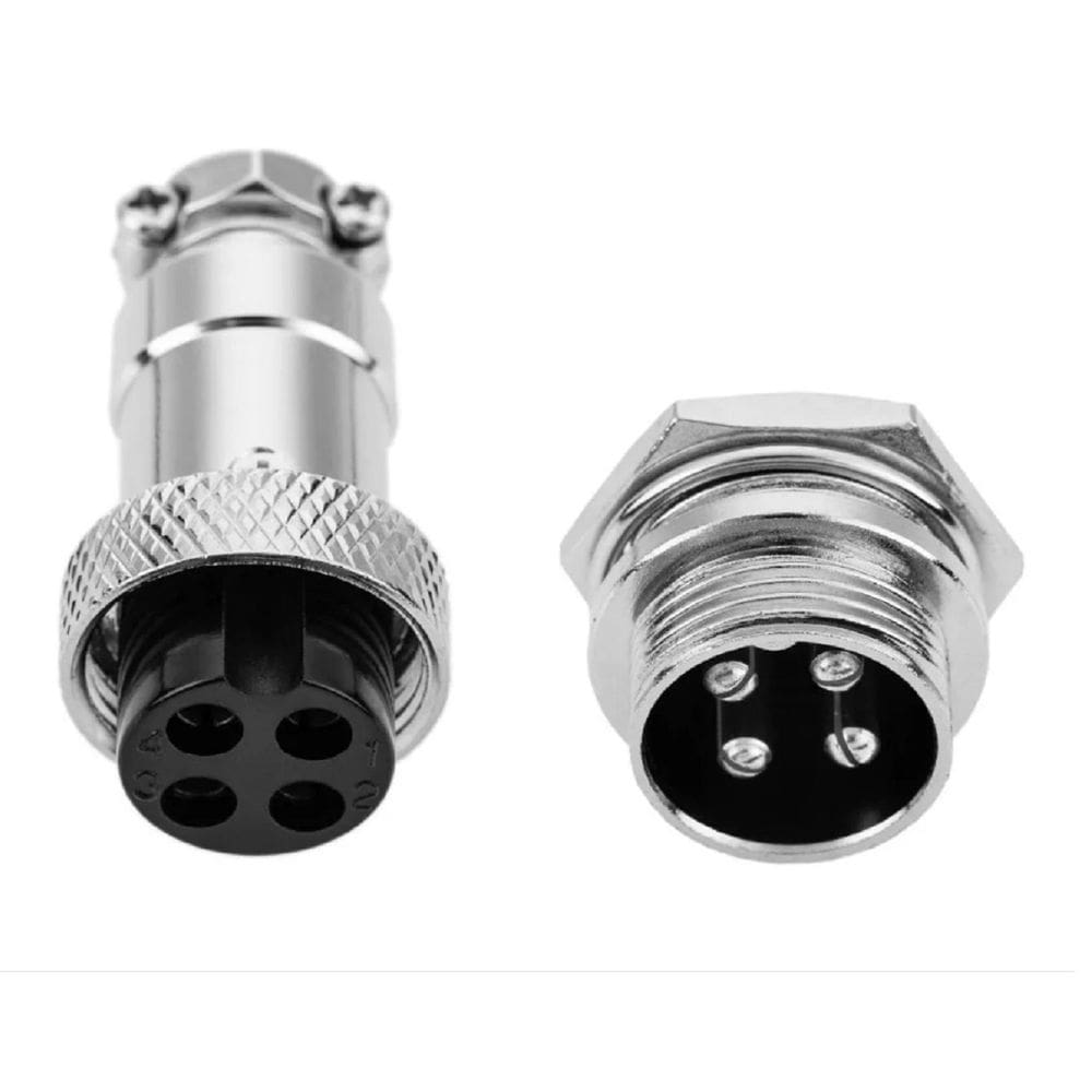 Conector MIC 4 Pinos Macho/Fêmea - Kit com 5 Pares de Metal