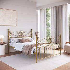 Cama de Casal Clássica em Ferro Elizabeth Dourado