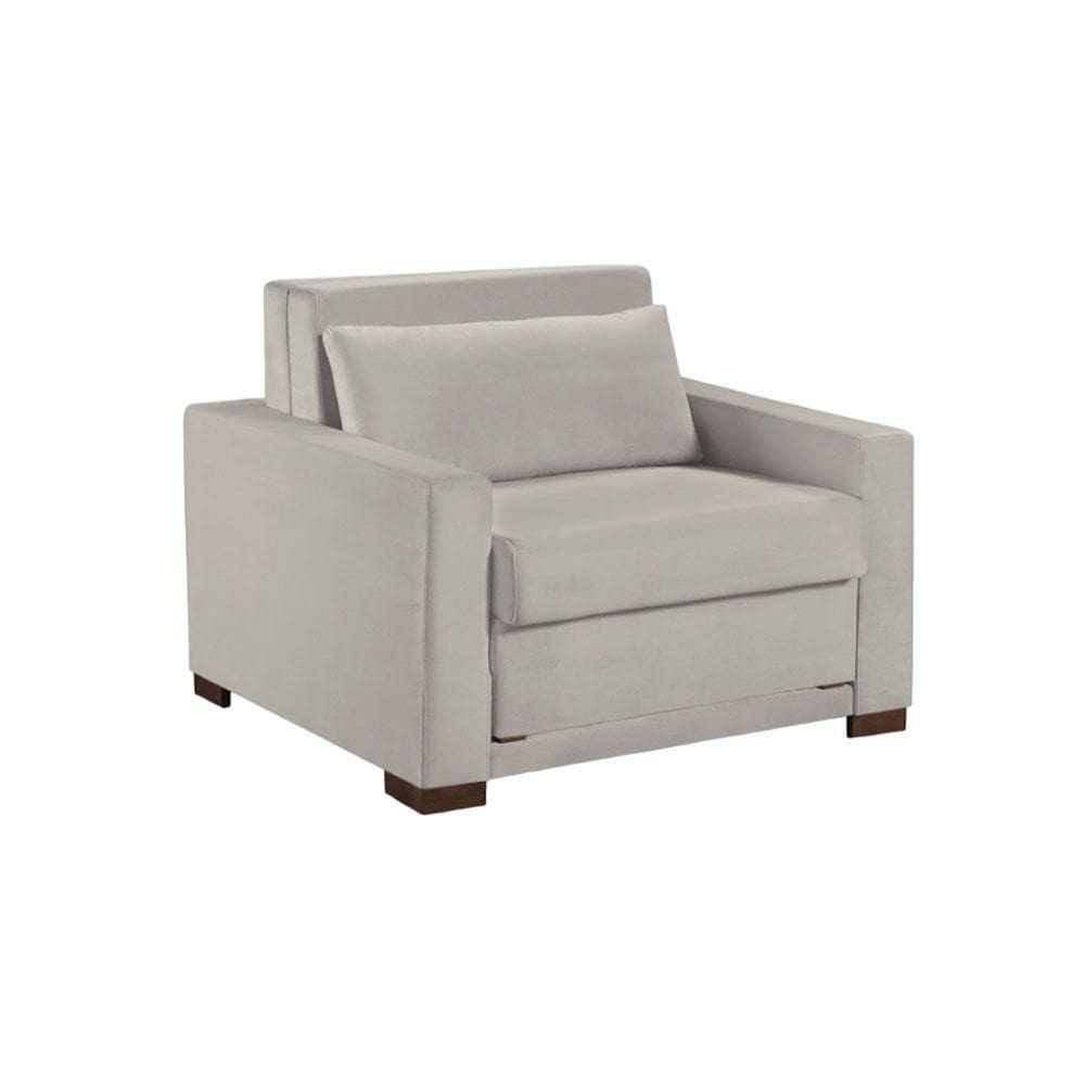Sofa Cama Solteiro Sofia 1 Lugar 110cm Talento Móveis Bege Claro