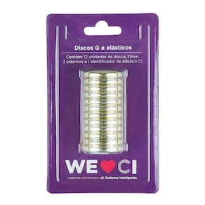 Kit Discos G e Elásticos para Caderno Inteligente GCI312008 Dourado - CI
