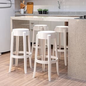 Conjunto 12 Banquetas Shine Plus 74,6x37,4x37,4 Cm Branco