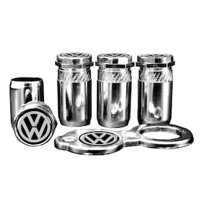 Bico Tampa Pino Válvula Antifurto Cromado Emblema Volkswagen