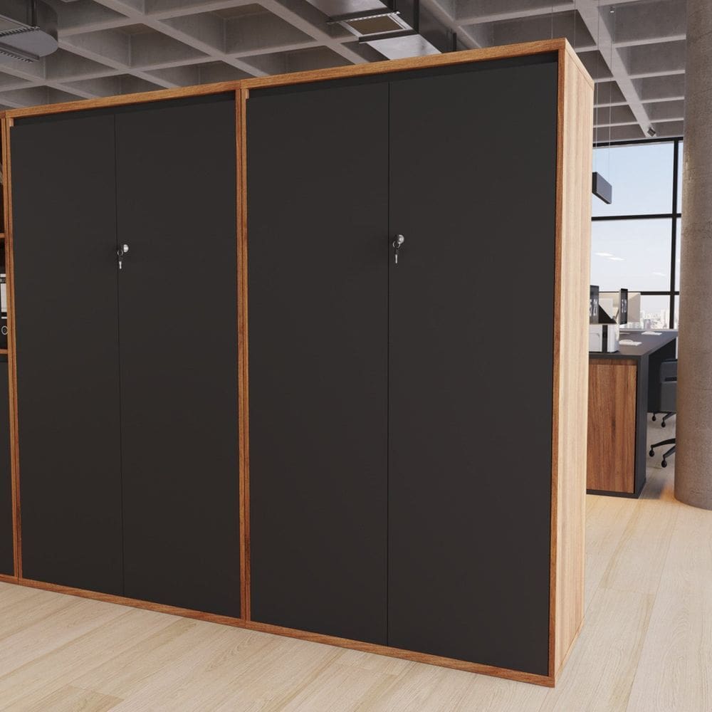 Armário Gold Alto 2 Portas 90cm X 160cm X 44cm Noce/Preto