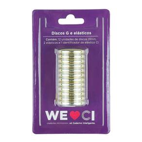 Kit Discos G e Elásticos para Caderno Inteligente GCI312008 Dourado - CI