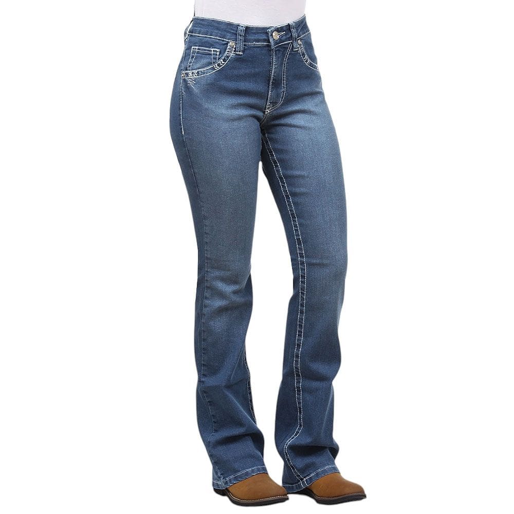 Calça Jeans Feminina Bordada Azul Dock`s 37636