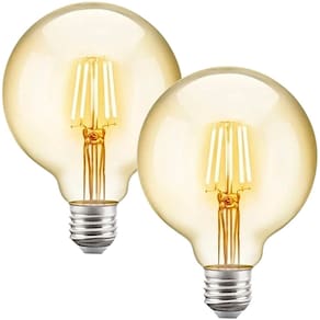 2 Lâmpadas Vintage Filamente Led Decorativa Retrô Vintage Âmbar Globo G125 4W 320LM